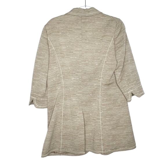 NINE WEST Button Blazer Coat 3/4 Sleeve Notch Lapel Metallic Beige Size Medium - Picture 5 of 14